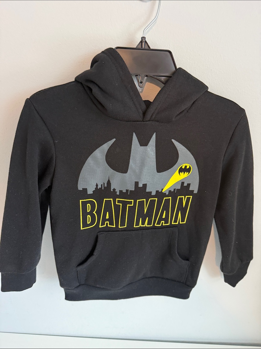 Batman kids Black Hoodie with Gray & Yellow Logo